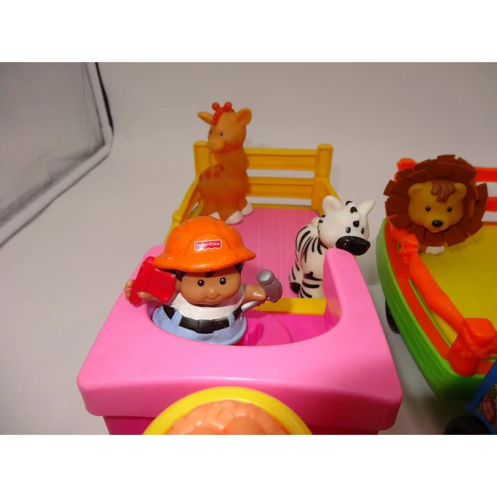 Fisher Price Little People Pink Musical Zoo Train and Musical Safari Train Set
